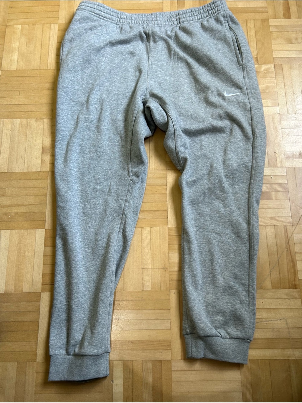 Nike Light Gray Fleece Sweatpants with White Swoosh